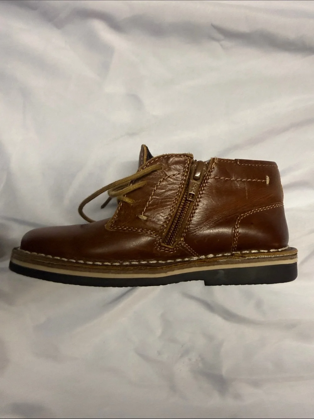 Steve Madden Kids Chestnut Brown Leather Lace-Up Ankle Boots